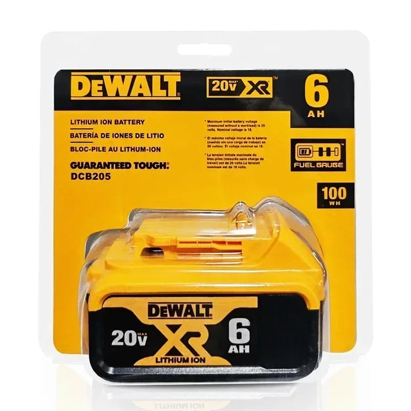 Bateria 100% Genuína Dewalt 20V, Bateria de Íon de Lítio Recarregável 2AH 5AH 6AH, Bateria de Substituição para Ferramenta Elétrica Dewalt DCB200