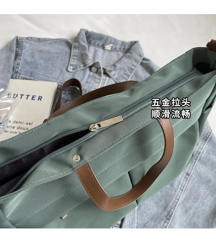 Designer Women's Tote Bag Spacious Nylon Handbag Multiple Pocket Large Capacity Commuting Shoulder Bag Lightweight Shopping