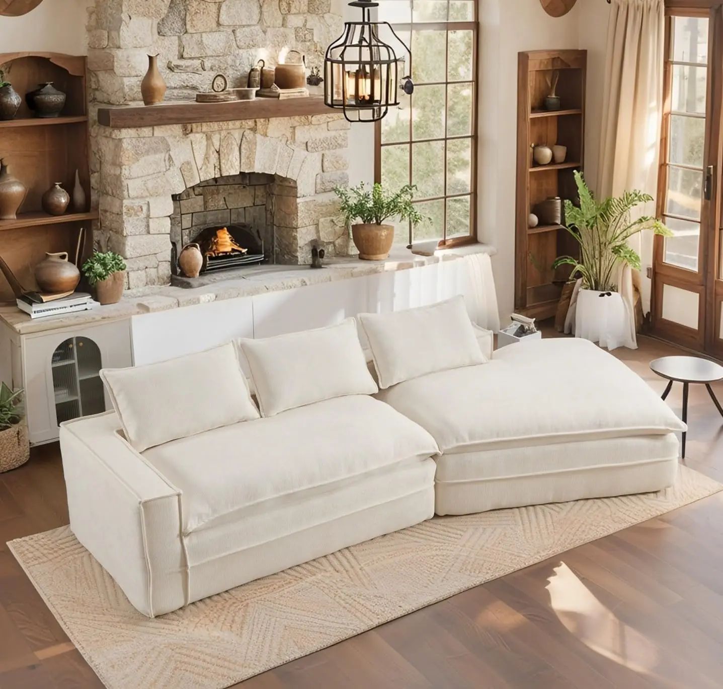 Luxury Oversized Cloud Couch – 4-Seater Boneless Deep-Seat Sectional Sofa for Living Room, Plush Ready-to-Relax Sofa