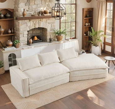 Luxury Oversized Cloud Couch – 4-Seater Boneless Deep-Seat Sectional Sofa for Living Room, Plush Ready-to-Relax Sofa