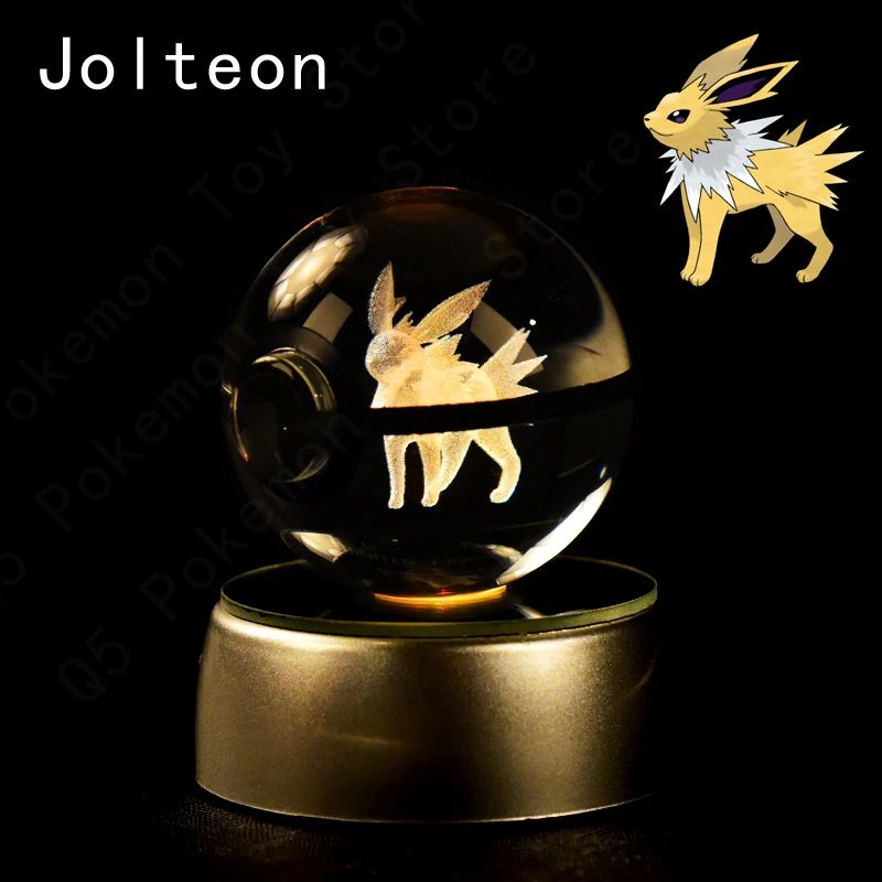 Esfera de Cristal 3D Pokémon 7CM 5CM Mewtwo Pikachu Gengar Bola de Cristal de Vidro Pokémon Pokebola Luminária Noturna LED com Base de Presente