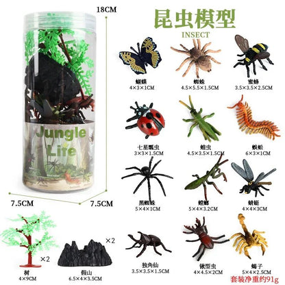 Mini Modelo Animal Fazenda de Vida Selvagem Aves Dinossauro Oceano Conjunto Animais da Planície Crocodilo Pinguim Insetos Brinquedos Micro Modelo Balde