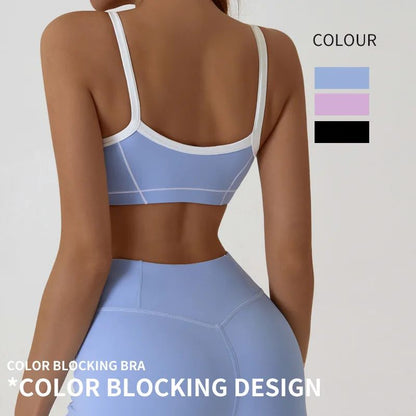 Yoga Sports Bra Color Clashing Shock Absorbing Brassiere Women Full Cup Breathable Gym Tube top Bra Yoga Workout Underwear
