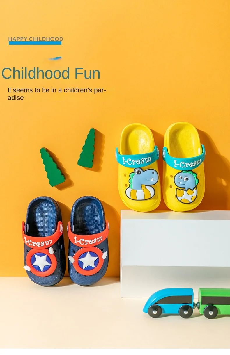 Summer Kids Sandals Hole Children's Shoes Slippers Soft Anti-Skid Cartoon DIY Design Hole Baby Shoes Sandy Beach For Boys Girls