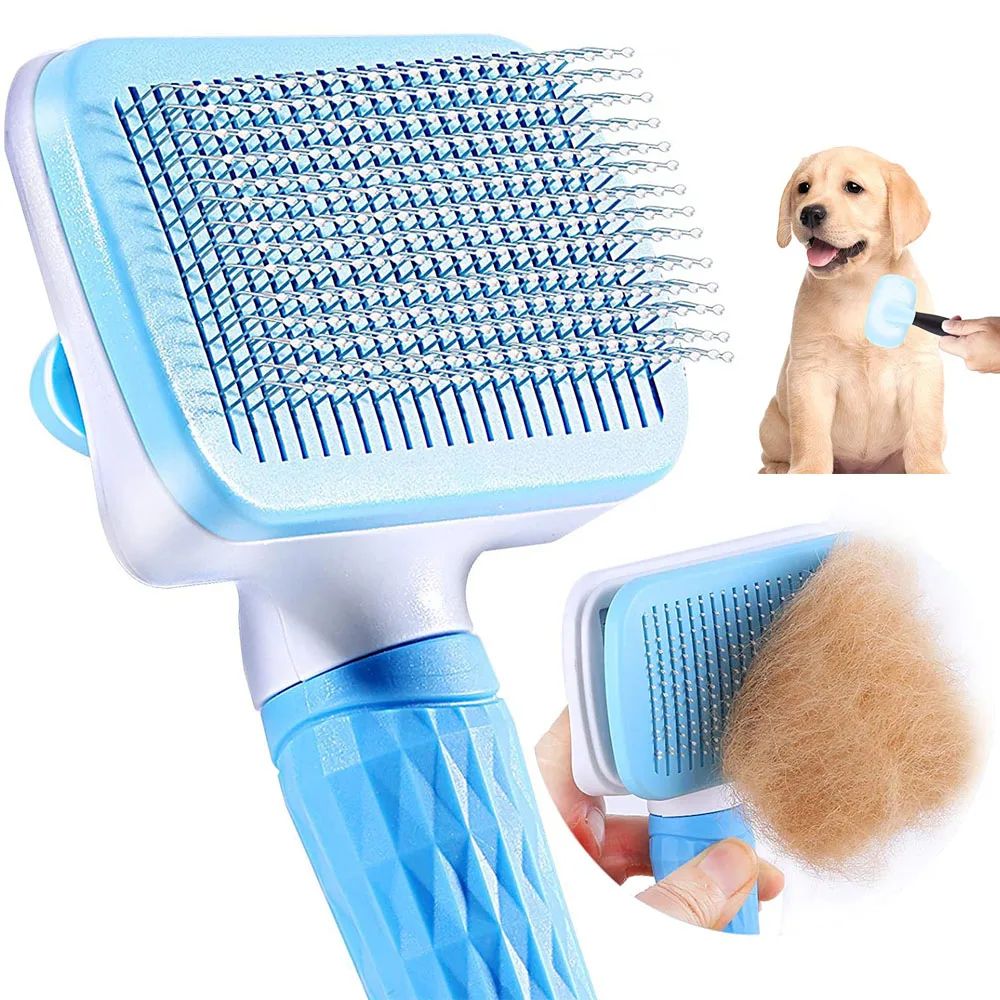 Escova Removedora de Pelos de Cães e Gatos Pente de Higiene e Cuidados para Cães de Pelo Longo Remove Pelos Escova de Banho para Cães Artigos para Cães