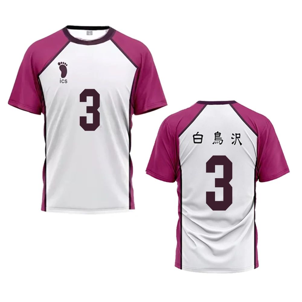 Haikyuu Jersey Japanese Anime Cosplay Tops Shiratorizawa Academy Volleyball Uniform Wakatoshi Ushijima Loose Sports T Shirt