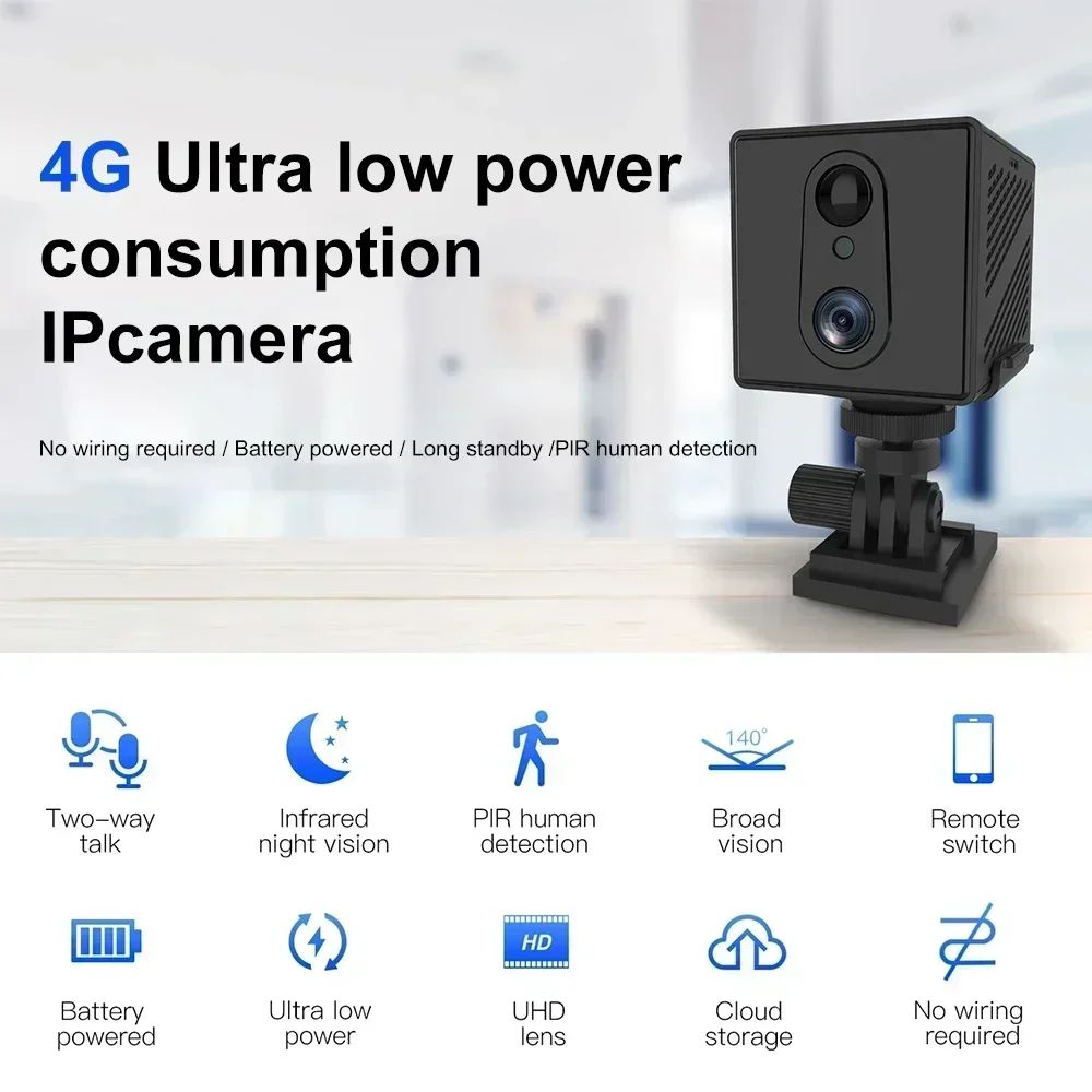 5MP 4G SIM Card Mini Camera Human Detection WiFi Camera Built-In 3000mAh Battery Security Surveillance Camcorder Video Recorder
