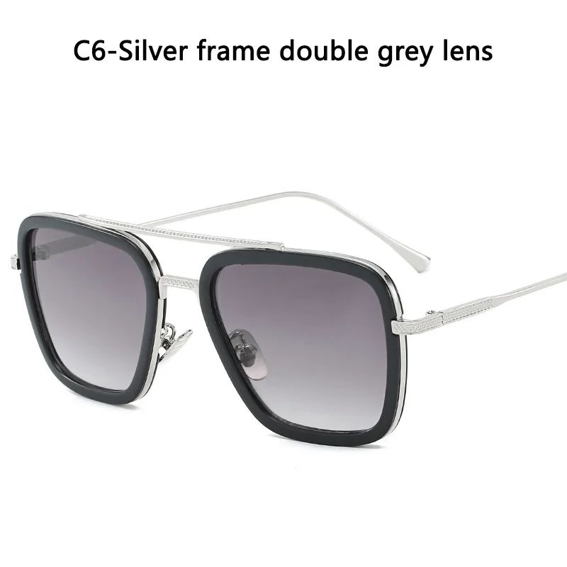 Óculos de Sol da Moda Armação Quadrada Estilo Tony Stark Óculos de Sol Feminino Masculino Quadrado Grife Óculos Retrô Masculino Iron