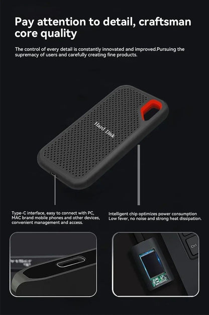 High-speed SSD 256TB External Hard Drive Portable 1TB Mobile Solid State Drive 2TB 4TB Mass External Hard Disk for Laptop/MAC/PC