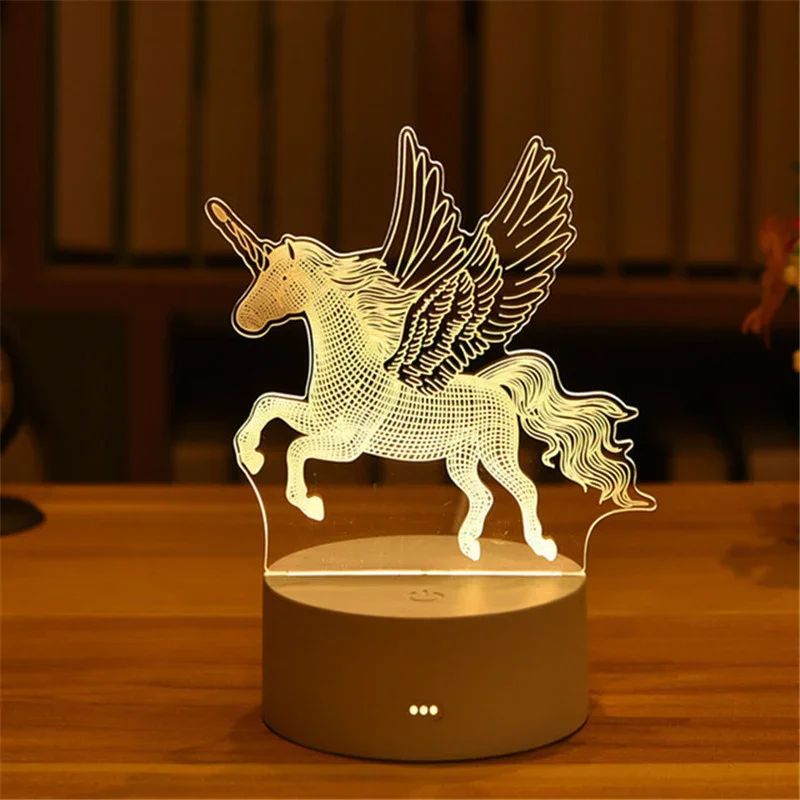 USB Operated 3D Acrylic LED Night Light Festival Birthday Kids Gifts Bedroom Bedside Decor Night Lamp Home Novelty Lighting