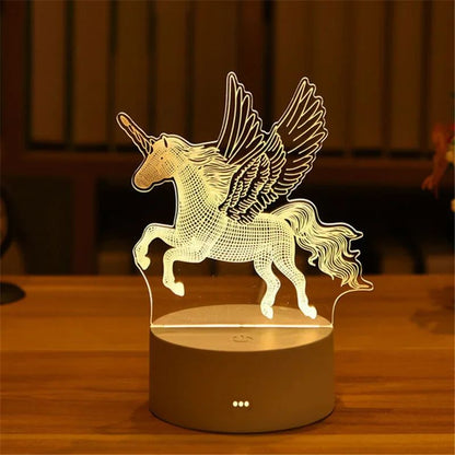 USB Operated 3D Acrylic LED Night Light Festival Birthday Kids Gifts Bedroom Bedside Decor Night Lamp Home Novelty Lighting