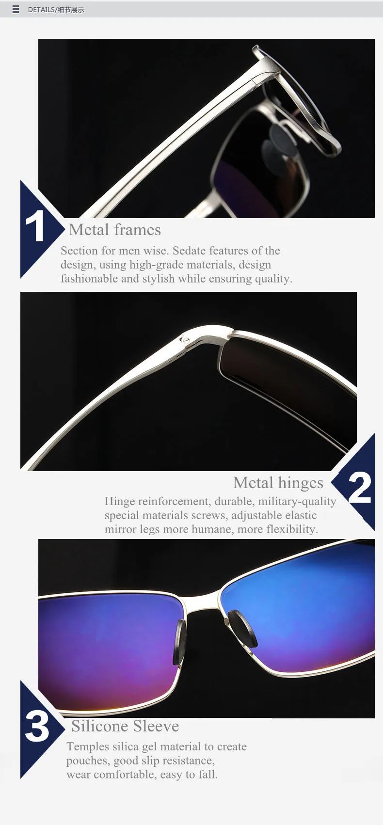 AORON Alloy Men Polarized Sunglasses Women Male Luxury UV400 Goggles Brand Design Metal Frame Glasses Driving