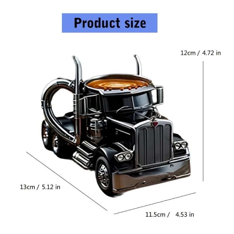 Caneca de café de resina em formato de caminhão semi-reboque 350ml Caneca decorativa para uso na cozinha e escritório Ornamento de mesa 87HA