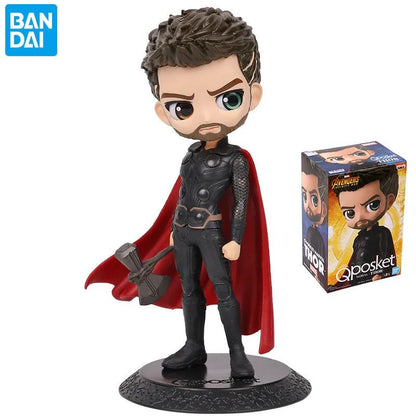BANDAI Original Banpresto Qposket Marvel Vingadores Homem de Ferro Capitão América Loki Thor Figuras Colecionáveis