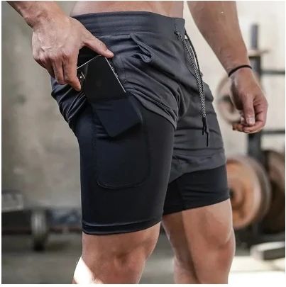 New Sports 2 in 1 Double Layer Shorts Running Fitness Gym Workout Tight Shorts Brand Jogger Mesh Quick Drying Sportswear Summer
