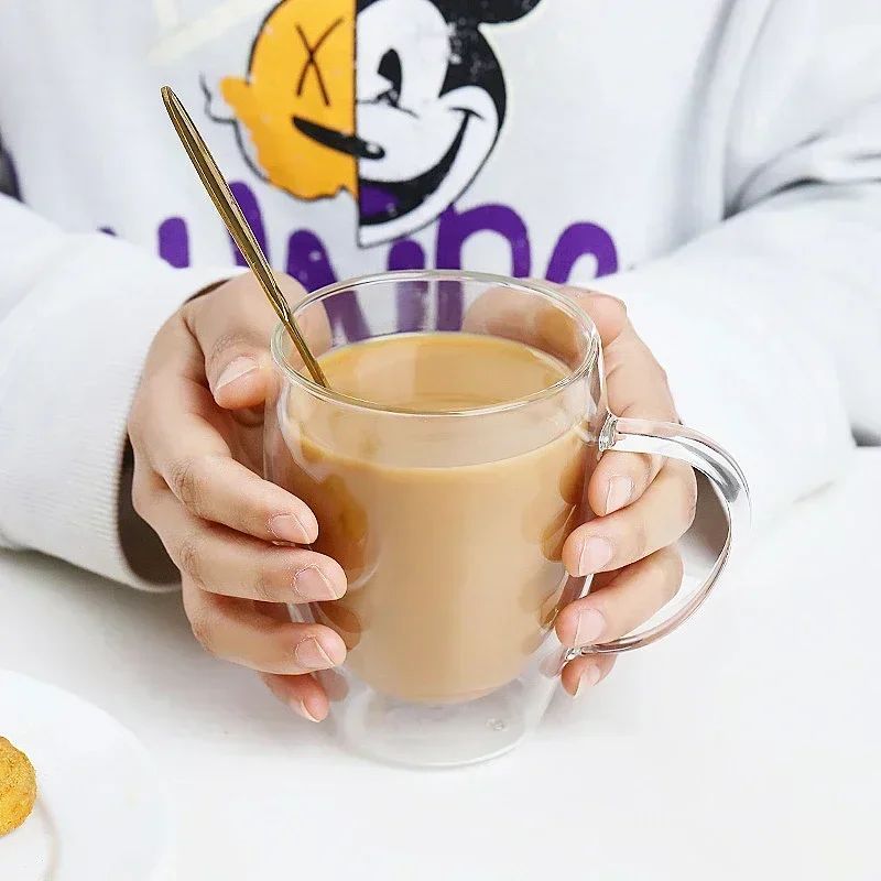 Caneca transparente de parede dupla 2-6 peças Copo de café e leite de vidro borossilicato alto resistente ao calor para casa e escritório