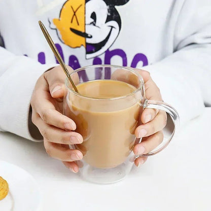 Caneca transparente de parede dupla 2-6 peças Copo de café e leite de vidro borossilicato alto resistente ao calor para casa e escritório