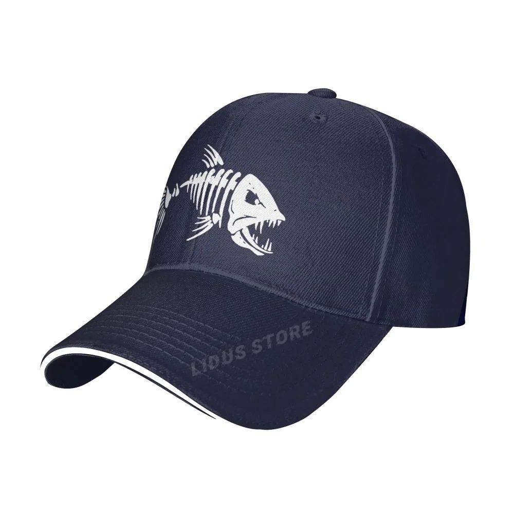 Boné de Pesca Masculino para Ar Livre, Boné de Pesca, Boné de Beisebol, Boné de Golfe, Boné de Caça com Ossos de Peixe de Desenho Animado, Boné Snapback