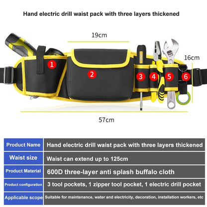 Hardware and electric Tool Bag Multifunction Oxford Cloth Thickened Maintenance Aerial Work Pocket Portable Tool Pocket Waistbag