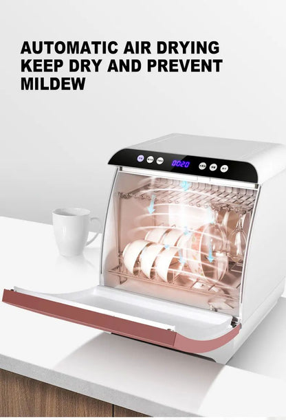Portable Mini Dishwasher Countertop Automatic Tableware Washer Sterilizer Smart Kitchen Appliance for Home Office Compact