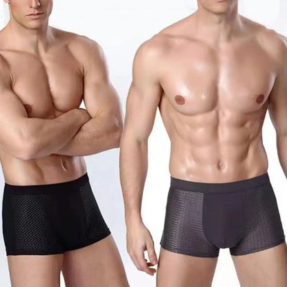 Men Breathable Boxers Ice Silk Mesh Men's Boxers Soft Breathable Underwear with Moisture-wicking Technology U Design for Comfort