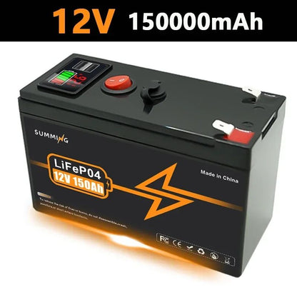 Atualize a bateria de lítio recarregável LiFePO4 12V 150Ah, até mais de 4000 ciclos, para pequenos UPS, energia solar, sonar de pesca, Power Wheels