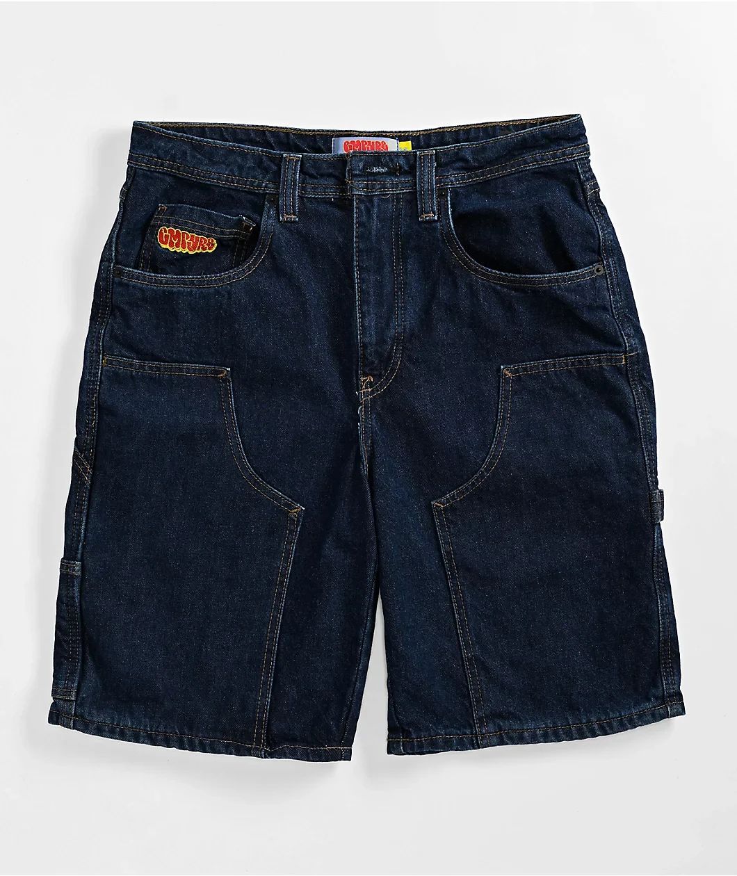 Empyre new gray denim skateboard shorts cartoon embroidery design loose jeans wide leg pants hip hop street Y2K couple pants