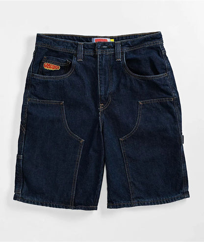 Empyre new gray denim skateboard shorts cartoon embroidery design loose jeans wide leg pants hip hop street Y2K couple pants