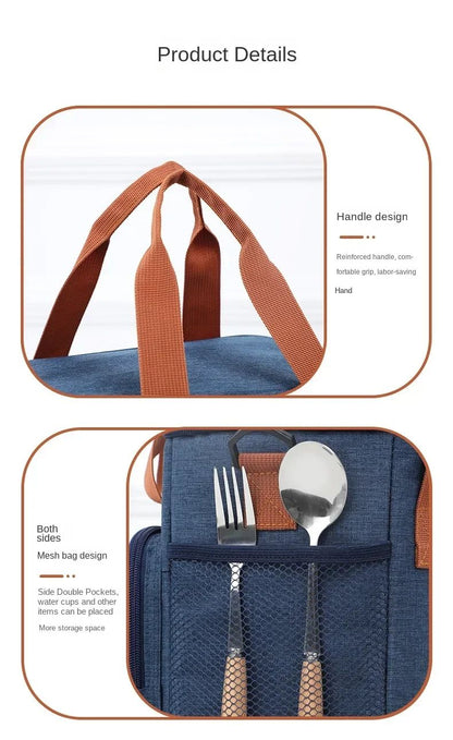 Large Capacity Lunch Bag Thermal Insulation Thickened Waterproof Bags Portable With Handle Crossbody Bag Waterproof Oxford Cloth