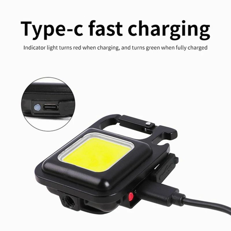 Portable Keychain Light Mini Multifunctional Camping Flashlight USB Rechargeable Work LED Bright COB Pocket Clip Lantern 1-10Pcs