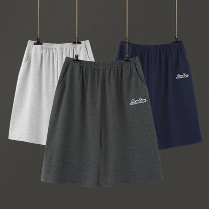 Summer new style solid color pajama pants adluts home loose cotton pajama men's sleep bottom elastic waist breathable shorts