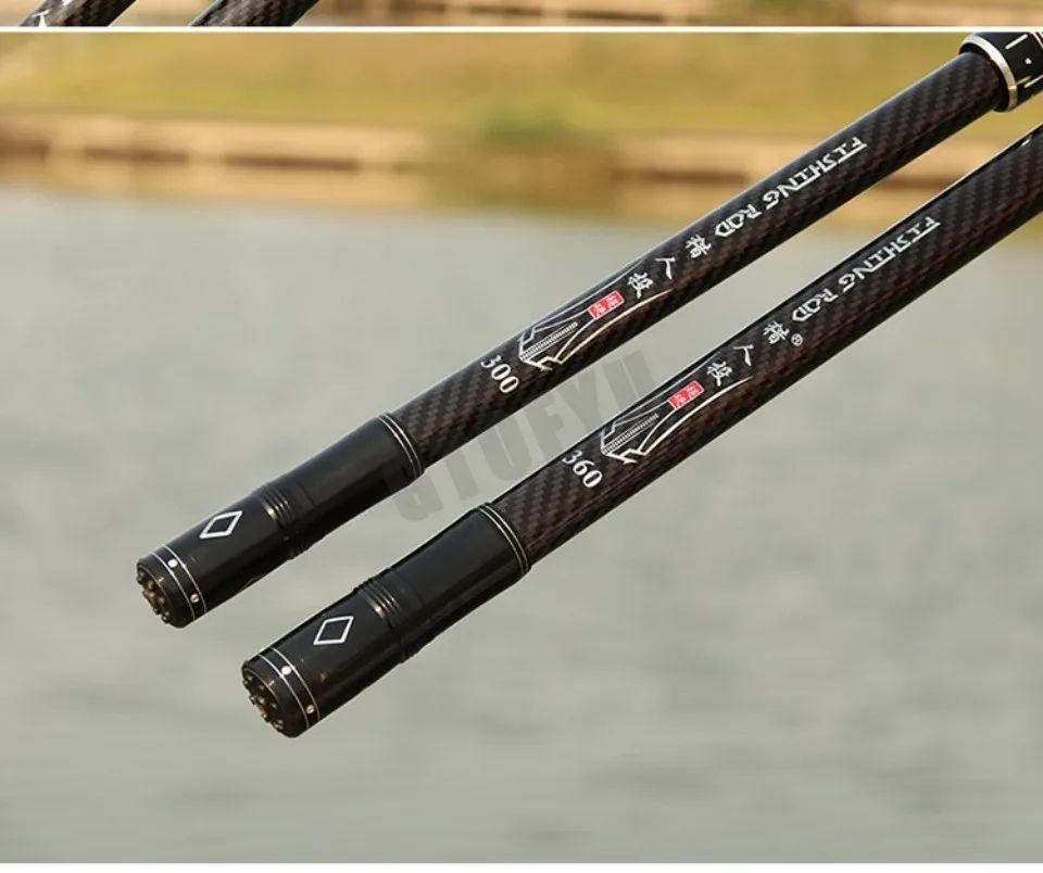 Cana de Pesca Telescópica de Carbono Portátil de 3,0M-4,5M, Vara de Pesca Giratória para Barco, Água Salgada, Água Doce, Surfcasting, Baitcasting