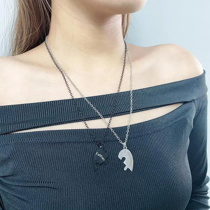Colar de Quebra-Cabeça de Coração para a Família - Joia de Aço Inoxidável para Mãe, Filho e Filha, Presente Significativo de Dia das Mães para Mulheres