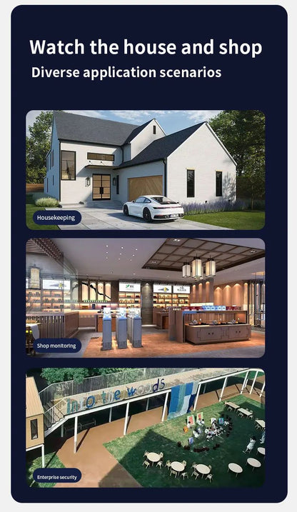 ANSVICAM 12MP 6K UHD WIFI Camera 3-PTZ Outdoor Cam Three Lenses Triple Screens Security Monitor Night Vision Waterproof CCTV