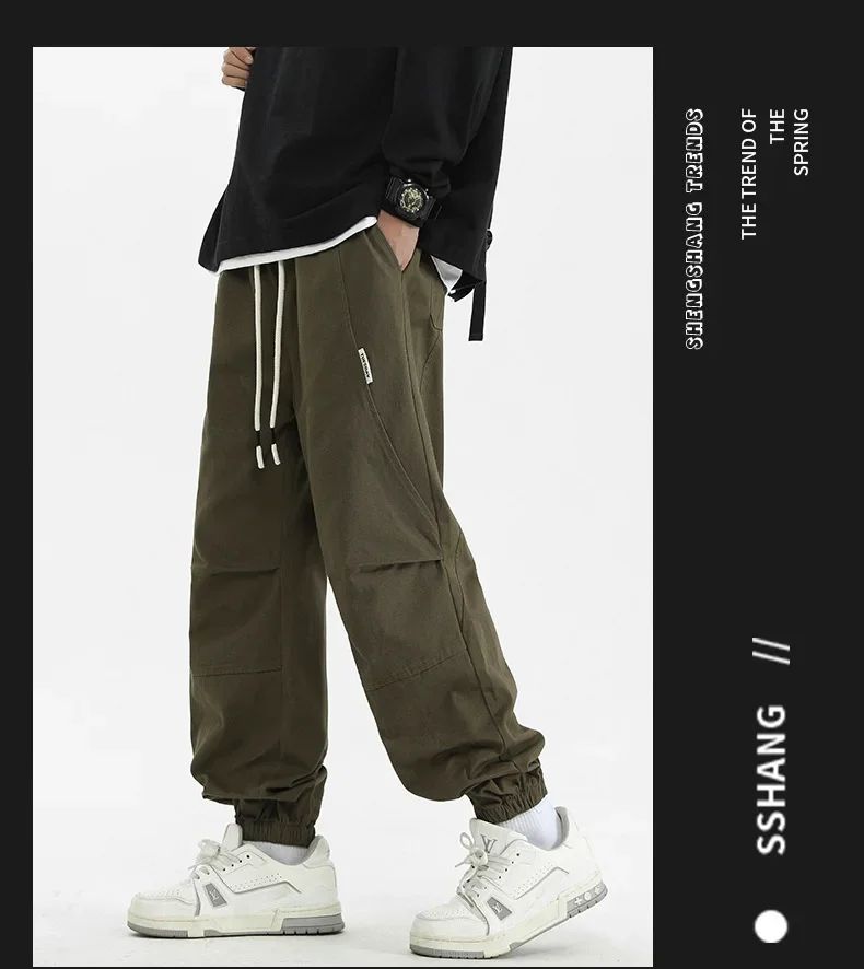 2024 M-5XL Calça Masculina de Algodão e Cânhamo Primavera e Outono Nova Calça Larga com Cordão Calça Saruel Harem Calça Casual Japonesa