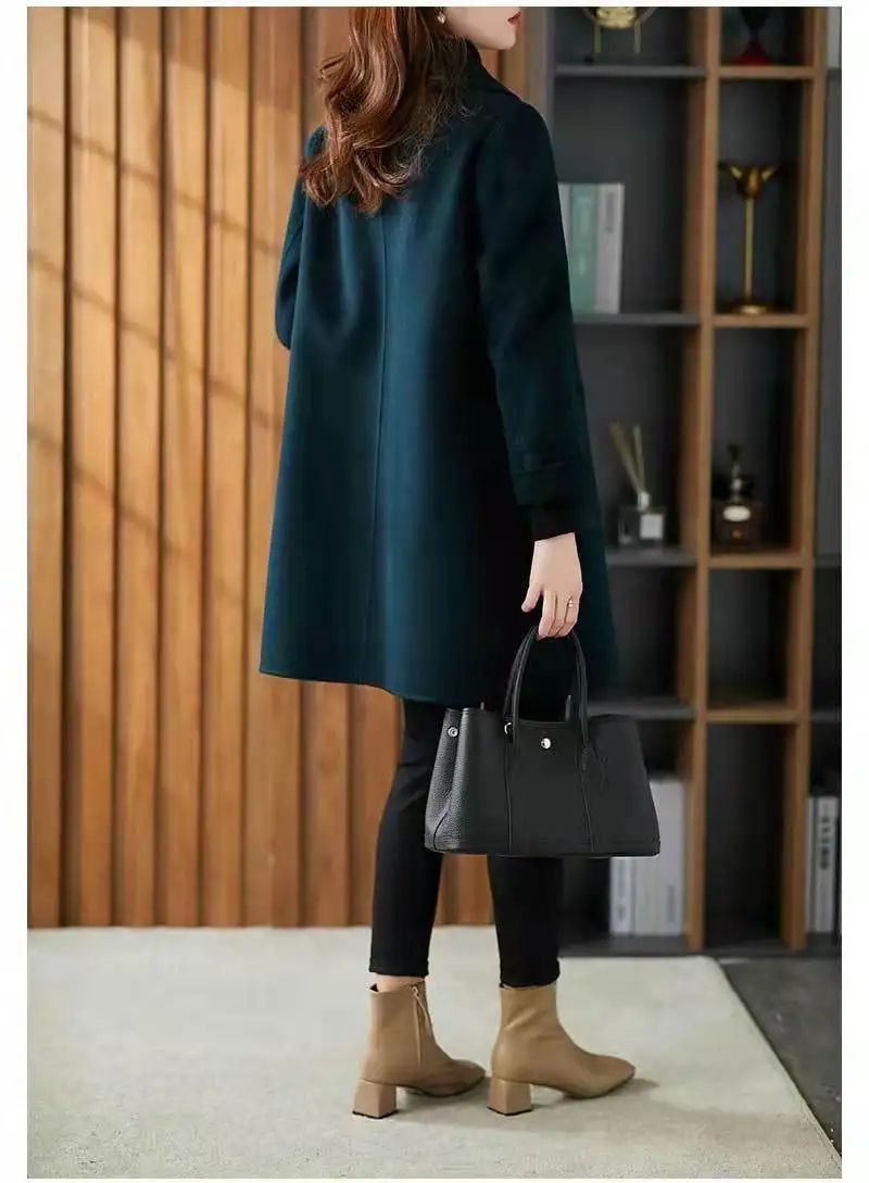 Fashionable Age-Reducing Double-Sided Woolen Coat Medium-Length 2024 Spring New Loose-Fit Slimming Woolen Jacket For Women
