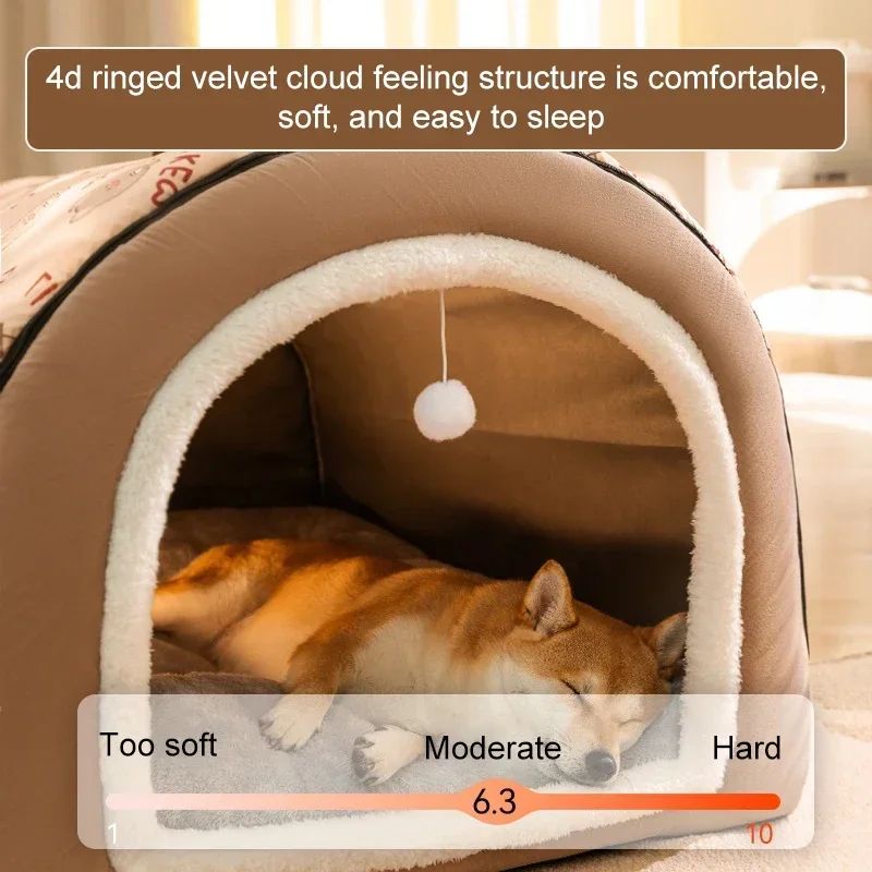 Casa de Cachorro Quente de Inverno Cama para Dormir para Animais de Estimação Destacável para Cães e Gatos de Pequeno e Médio Porte Canil Macio Antiderrapante Ninho para Filhotes e Gatinhos