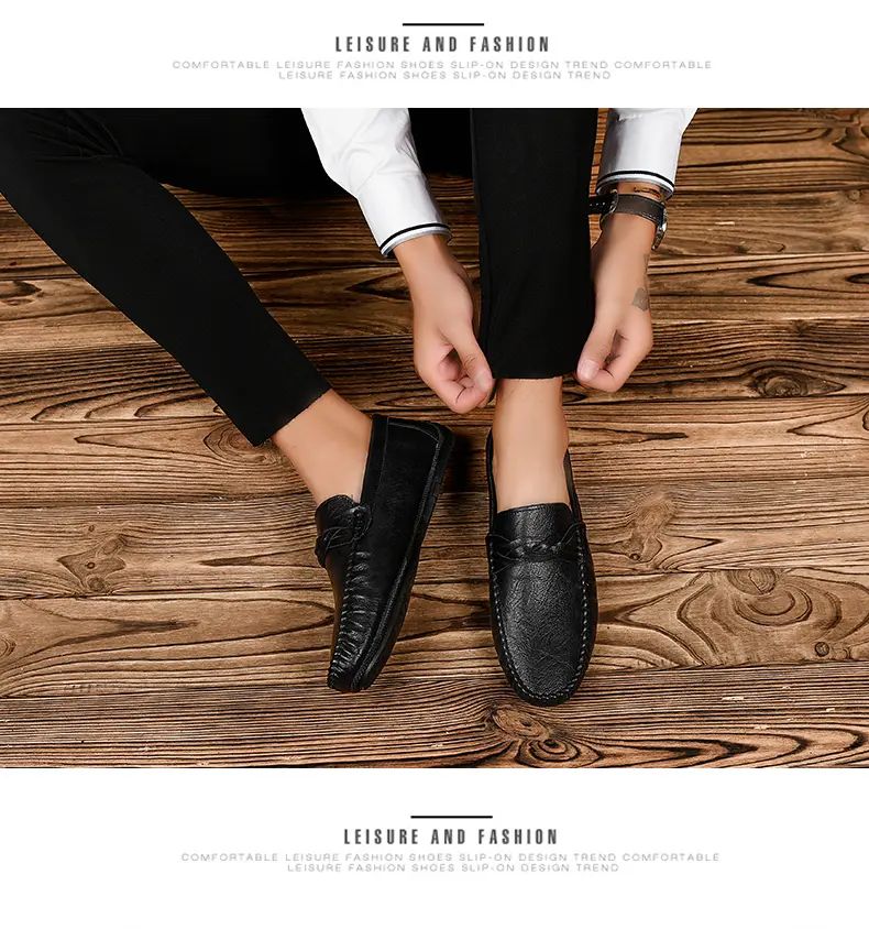 High Quality Leather Men Casual Shoes Comfortable Light Men Loafers Formal Men Dress Shoes Breathable Slip on Men Driving Shoes