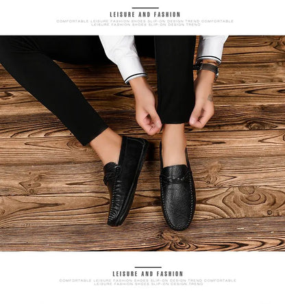 High Quality Leather Men Casual Shoes Comfortable Light Men Loafers Formal Men Dress Shoes Breathable Slip on Men Driving Shoes