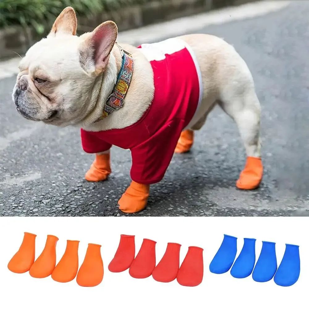 4 Peças de Sapatos para Cães Impermeáveis Novos Balão de Borracha Antiderrapante Botas de Chuva para Animais de Estimação Botas para Cães Pequenos Chihuahua Cães Grandes