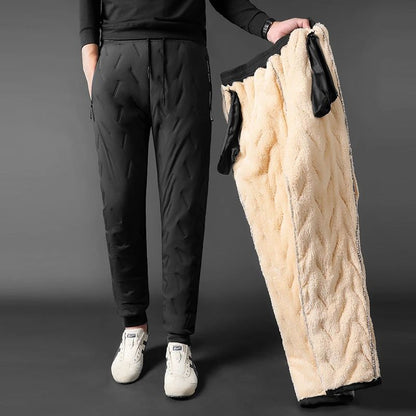 2024 Novas Calças de Algodão Acolchoadas Masculinas de Inverno, Pelúcia Grossa de Lã, Calças Esportivas Quentes, Casuais, Impermeáveis, à Prova de Vento, à Prova de Frio