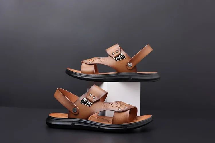 Men's Casual Trendy Soft Bottom Sandals 2024 New Design Real Leather Beach Shoes Slippers Anti-Slip Summer Shoes