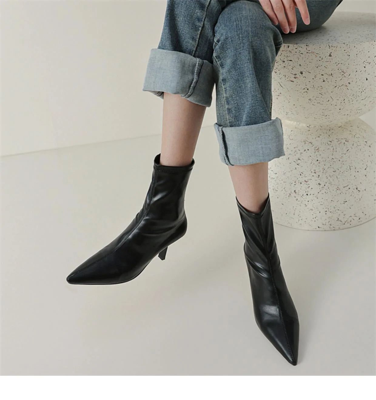 2024 New Autumn Winter Pointed Toe Women Ankle Boots Fashion Zipper Shoes Thin High Heel Women's Morder Short Booties D214