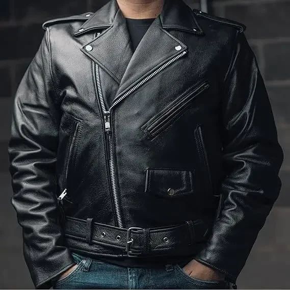 Locomotive Mens Leather Jackets Fashion Solid  Casual Mens Jackets