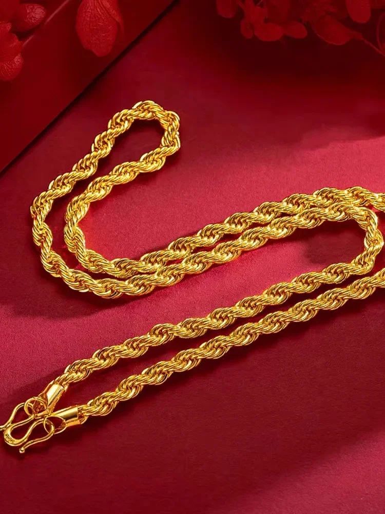 Colar Torcido em Ouro 18K, Corrente AU750 Colar Masculino Cabeça de Touro Dominador, 60cm.