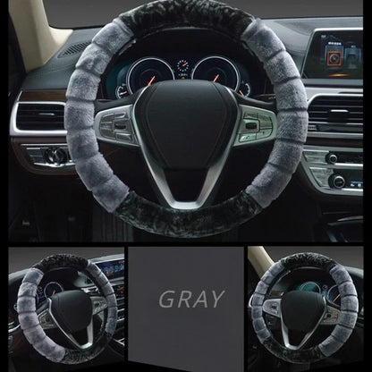 Capa De Volante De Carro De Pelúcia Super Macia De Inverno, Costura Criativa, Universal, Quente, De Pele Sintética No Volante