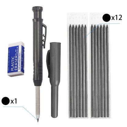 3Colors Refill 2.8mm Solid Carpenter Pencil Set Mechanical Pencil Cap Carpentry Marking Scriber Construction Woodworking Tools
