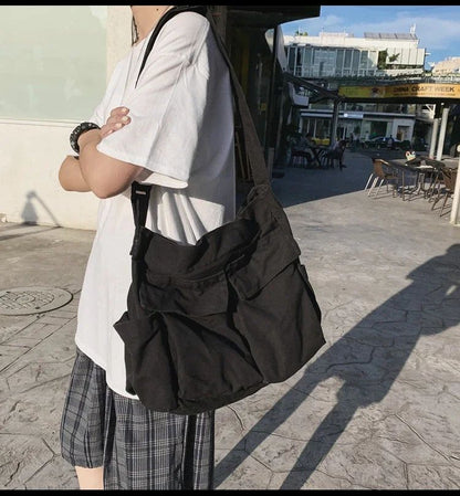 2025 y2k Women Vintage Handbag Canvas Teenager Shoulder Tote Bags Messenger Bags Ladies Casual Handbag Crossbody Purse