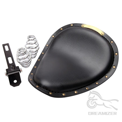1 CONJUNTO de Assento Solo de Couro Retrô para Motocicleta + Suporte de Mola de 3" para Harley Custom Chopper Sportster Para Bobber Para Honda Para Yamaha