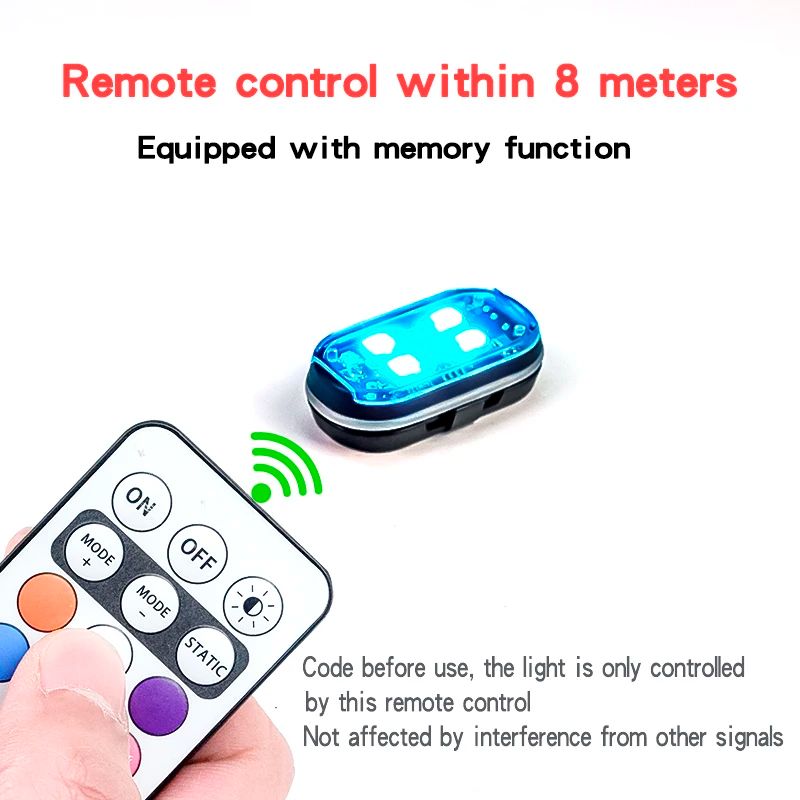 2/4/6pcs Wireless Remote Control LED Strobe Light for Car Auto Motorcycle Bike Drone Scooter Anti-collision Warning Lamp Flash